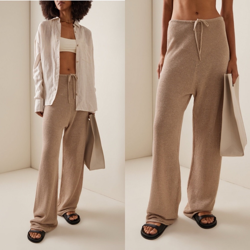 NWT Onia Linen Knit Drawstring Pants in Jute Brown Size Medium